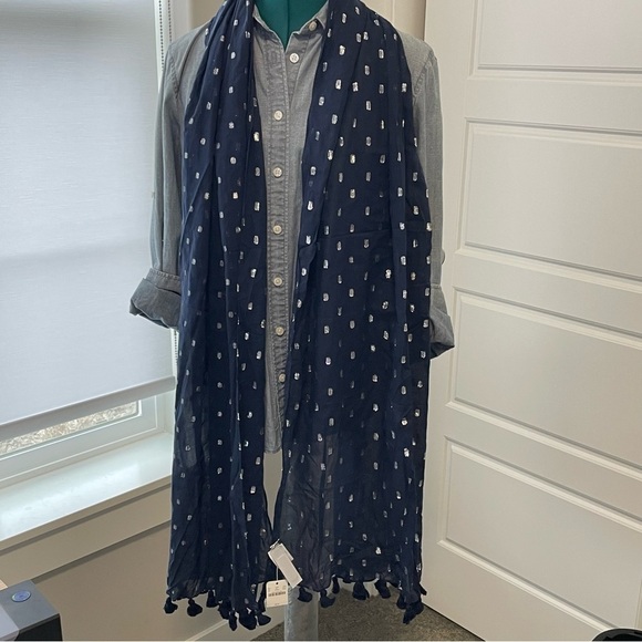 J. Crew NWT Navy Blue Lightweight Linen Cotton Scarves - Picture 5 of 11